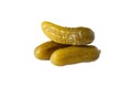 Delicious crunchy pickled cucumbers isolated. Gherkins on a white background Royalty Free Stock Photo