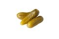 Delicious crunchy pickled cucumbers isolated. Gherkins on a white background Royalty Free Stock Photo