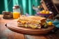 Delicious Cuban Sandwich on Rustic Cutting Board