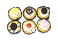Delicious cup cake for Sweet and dessert food concept on white backgrounds above