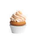 Delicious cupcake with light orange cream