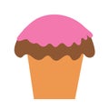 Delicious cupcake with pink icing on an isolated background. Dessert baking. Tea time. Design elements. Unhealthy food