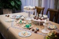 Delicious cupcake on table at childrens`s birthday party