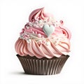 Delicious cupcake on a white background, illustration ai generative