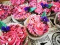 Delicious design cupcakes with flowers