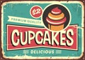 Delicious cupcakes retro sign for candy shop