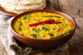 Delicious Dal Tadka recipe of yellow lentils with spices, herbs Royalty Free Stock Photo