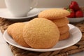 Delicious Danish butter cookies on table, closeup