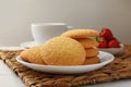 Delicious Danish butter cookies on table, closeup