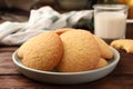 Delicious Danish butter cookies on table, closeup