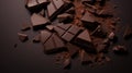 Delicious Dark Chocolate Pieces on a Minimal Brown Background AI Generated