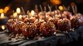 Decorative Candy Apples on the Table. Generative AI