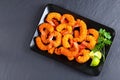 Deep fried breaded shrimps on plate Royalty Free Stock Photo