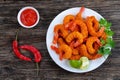 Deep fried breaded shrimps with sauce Royalty Free Stock Photo