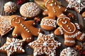 Delicious Delights Christmas Homemade Gingerbread Cookies Baking Extravaganza. created with Generative AI Royalty Free Stock Photo