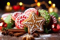 Delicious Delights Festive Christmas Gingerbread Cookies That Spark Holiday Joy. created with Generative AI Royalty Free Stock Photo