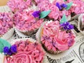 Delicious design cupcakes with flowers