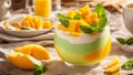 delicious dessert panna cotta mango snack milk yellow Italian cuisine homemade recipe