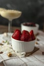 delicious dessert with strawberries Royalty Free Stock Photo