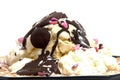 Delicious dessert with waffle and ice cream Royalty Free Stock Photo