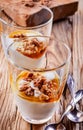 Delicious dessert with yogurt, honey and walnuts