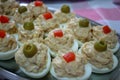 delicious deviled eggs wtih tuna and peppers Royalty Free Stock Photo