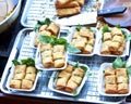 Delicious dim sims, toasts spring rolls ready to serve. Royalty Free Stock Photo