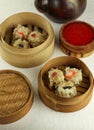 Delicious Dim Sum in bamboo steamer Royalty Free Stock Photo