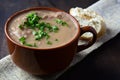 Delicious dish of Brazilian cuisine called Caldo de FeijÃÂ£o. Made with black beans, bacon and sausage. Bean broth