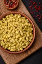 Delicious ditali pasta from durum wheat with salt and spices Royalty Free Stock Photo