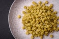 Delicious ditali pasta from durum wheat with salt and spices