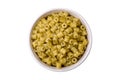 Delicious ditali pasta from durum wheat with salt and spices