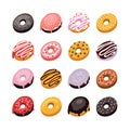 Delicious donut icon set Sweet dessert flat isometric 3d design Royalty Free Stock Photo