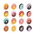 Delicious donut icon set Sweet dessert flat isometric 3d design Royalty Free Stock Photo