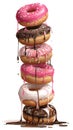 Delicious Donut Stack with Vibrant Dripping Glazes Royalty Free Stock Photo