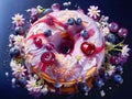 Delicious donut with sugar glaze, top view Royalty Free Stock Photo