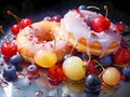 Delicious donut with sugar glaze, top view Royalty Free Stock Photo