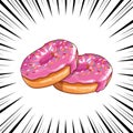 Delicious donuts icon pop art