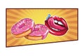 Delicious donuts and sexy lips pop art