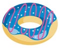 A doughnut with blue cream, vector or color illustration