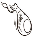 Delicious drawing of a Iberian ham leg in doodle style, Vector illustration
