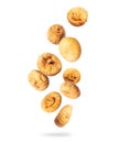 Delicious dried figs in the air isolated on a white background Royalty Free Stock Photo