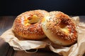 A delicious duo of bagels, inviting your taste buds to indulge
