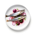 Delicious Dutch Herring with Onions on a Plate for Your Next Seafood Dish.