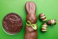 Delicious Easter chocolate bunny, eggs and sweets