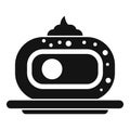 Delicious eclair lying on plate icon, simple style Royalty Free Stock Photo