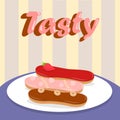 Delicious Eclairs Flat Cartoon Social media Banner