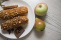 Delicious eclairs on wooden background Royalty Free Stock Photo