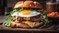 delicious egg burger generated by artificial intelligence Royalty Free Stock Photo