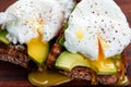 Delicious Egg with Whole Grain grilled Bread and Sliced Avocado